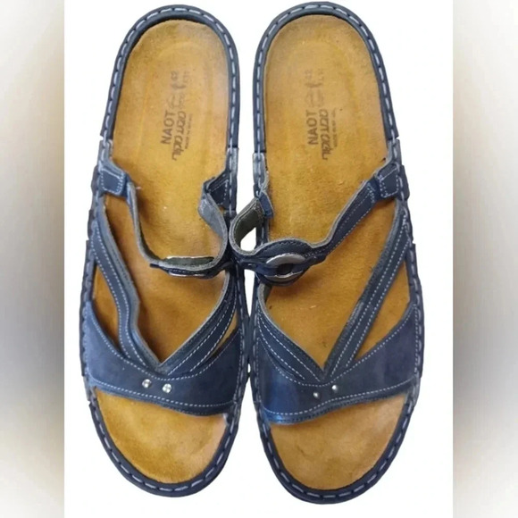 NOAT  Open Toe Blue Leather Flat Sandals Size 42/11 - Picture 6 of 9